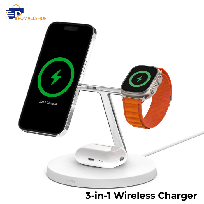 3-in-1-Wireless-Charger-with-MagSafe-15W-White - Promallshop